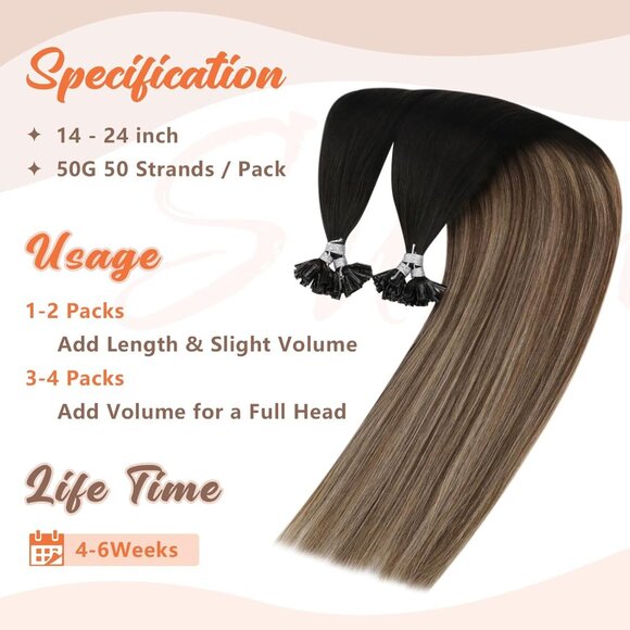 Human Hair Extensions 18in Straight Black to Blonde Ombre Light Weight - Picture 3 of 9